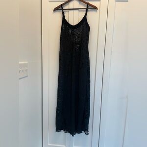 Vintage 1990's "Victoria's Secret" (Gold Label) Black Burnout Velvet Slip Dress